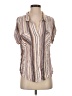 Harper Stripes Brown Short Sleeve Blouse Size S - photo 1