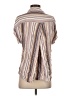 Harper Stripes Brown Short Sleeve Blouse Size S - photo 2