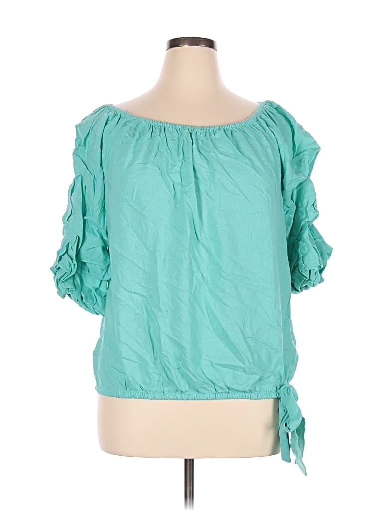 Vince Camuto Short Sleeve Blouse In Teal