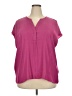 Banana Republic 100% Polyester Solid Pink Short Sleeve Blouse Size XXL - photo 1