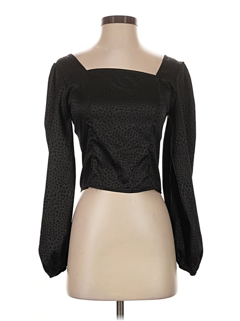 Pre-owned Sadie & Sage Long Sleeve Top Black Sweetheart Neckline Tops