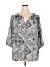 Rose + Olive 100% Polyester Paisley Silver 3/4 Sleeve Blouse Size 1X - photo 1