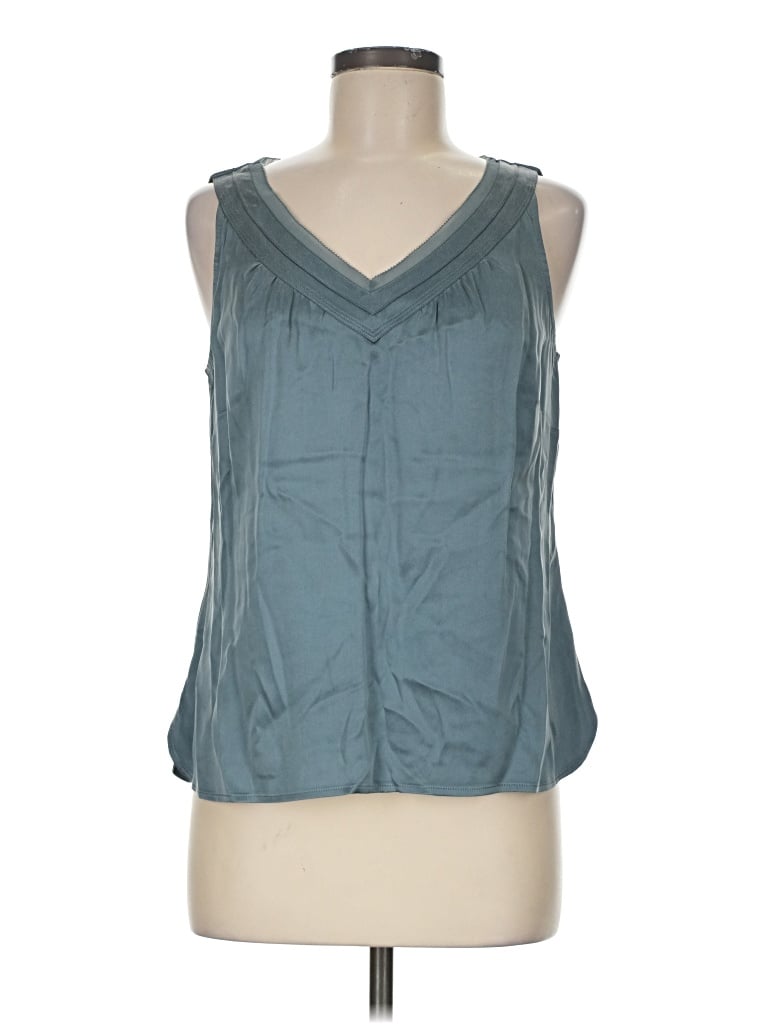 Pre-owned Eddie Bauer Sleeveless Silk Top Teal V-neck Tops