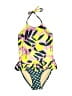 Tea Print Yellow One Piece Swimsuit Size 8 - photo 1