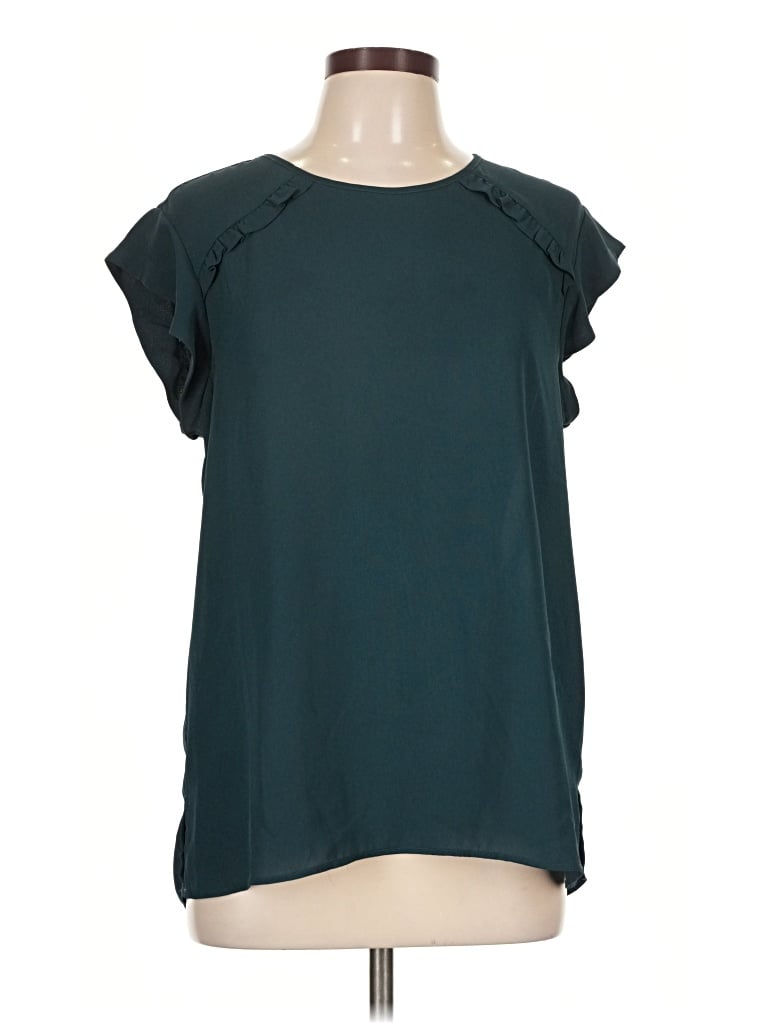 Pre-owned Dr2 Short Sleeve Top Teal Cold Shoulder Neckline Tops
