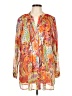 Soft Surroundings 100% Polyester Paisley Orange Long Sleeve Blouse Size L - photo 1