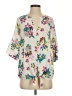 Cherish 100% Polyester Floral Ivory 3/4 Sleeve Blouse Size S - photo 1