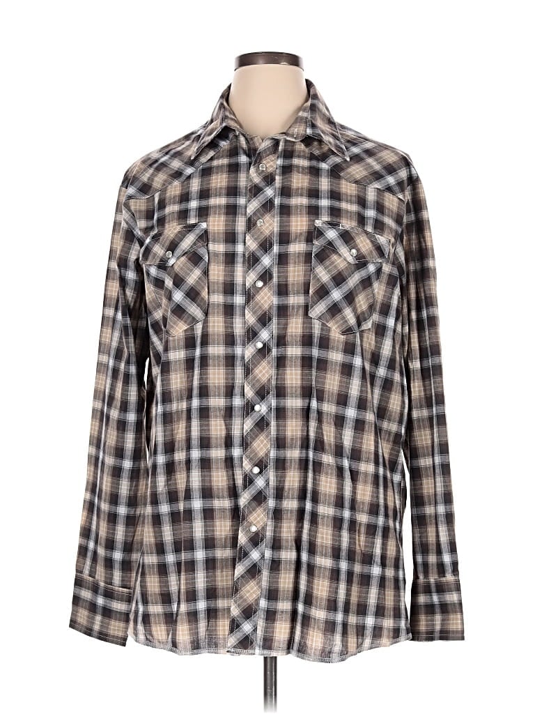 Pre-owned Wrangler Jeans Co Long Sleeve Button Down Shirt In Brown