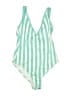 Kona Sol Stripes Green One Piece Swimsuit Size M - photo 1