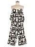 Whit 100% Silk Graphic Ivory Jumpsuit Size 6 - photo 1