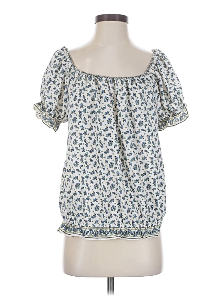 Pre-owned Max Studio Short Sleeve Blouse In Blue