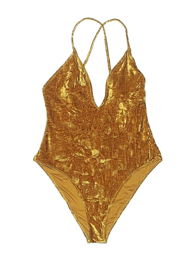 Pre-owned Forever 21 Bodysuit In Gold