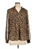 St. John's Bay 100% Polyester Animal Print Brown Long Sleeve Blouse Size L - photo 1
