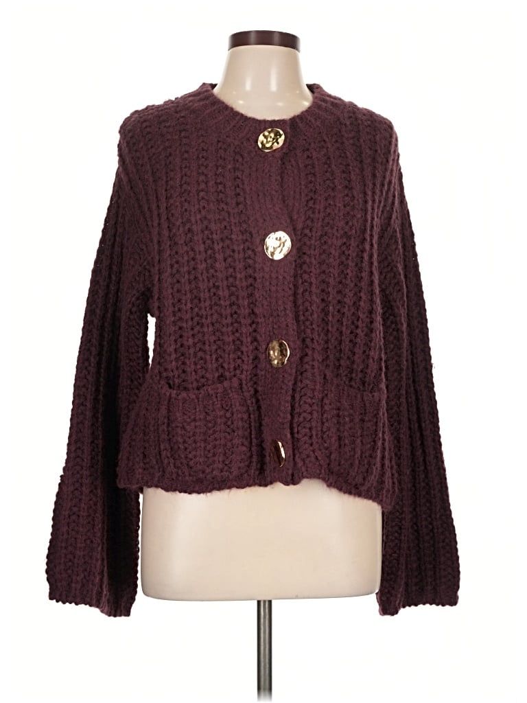 Mable Cardigan Sweater In Burgundy