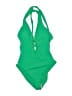 Becca Solid Green One Piece Swimsuit Size L - photo 1
