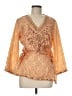 Robert Graham Floral Graphic Orange 3/4 Sleeve Blouse Size M - photo 1