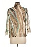 Nicola 100% Polyester Stripes Tan 3/4 Sleeve Blouse Size M - photo 2
