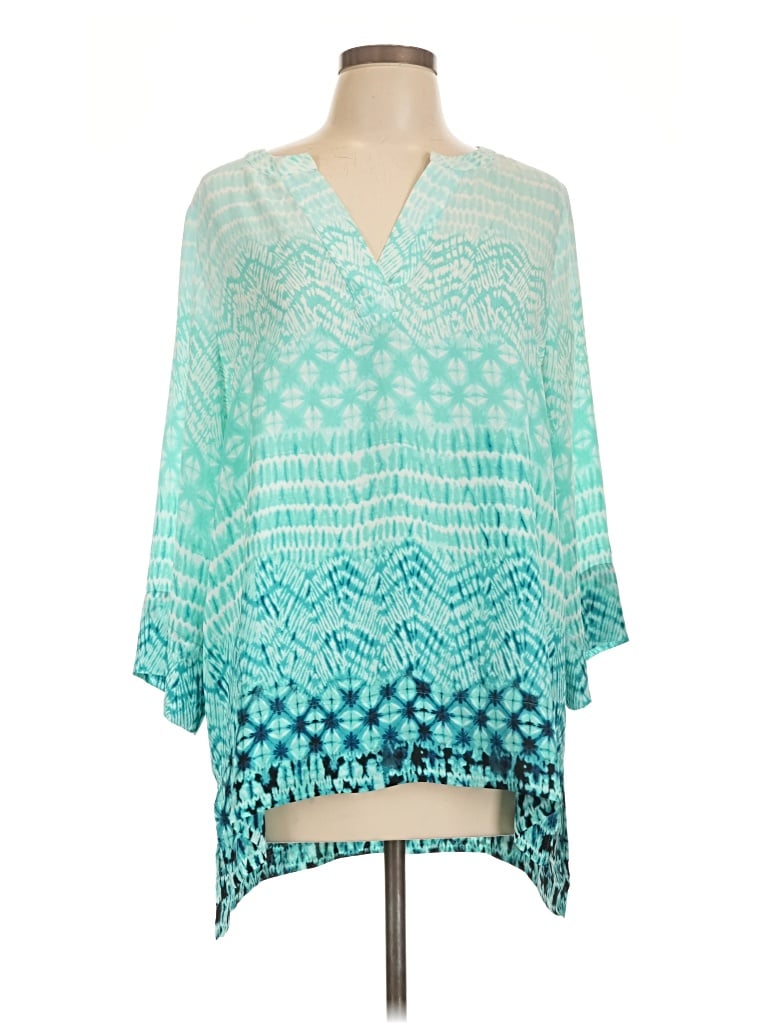 Pre-owned Chaus 3/4 Sleeve Blouse In Teal