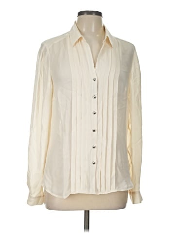White House Black Market Long Sleeve Silk Top (view 1)