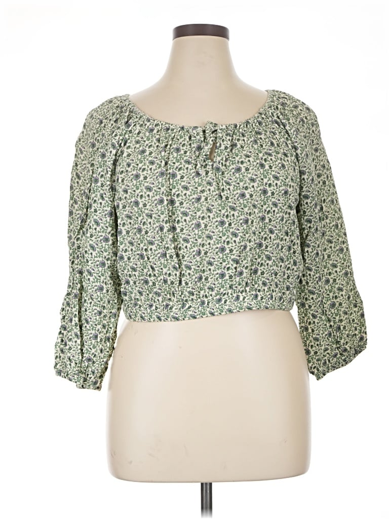 Pre-owned Marine Layer 3/4 Sleeve Blouse In Green