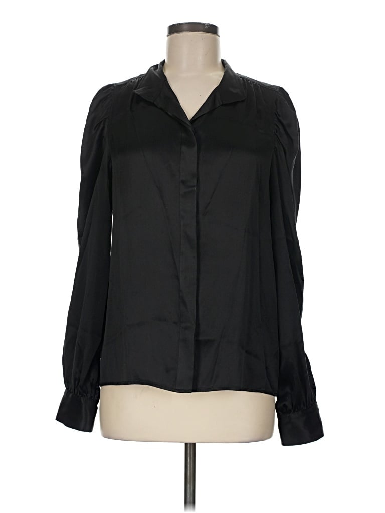 Pre-owned Frame Long Sleeve Blouse In Black