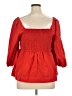 Free Assembly 100% Recycled Polyester Red 3/4 Sleeve Blouse Size XL - photo 2