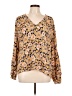 Hinge 100% Viscose Gold Long Sleeve Blouse Size L - photo 1