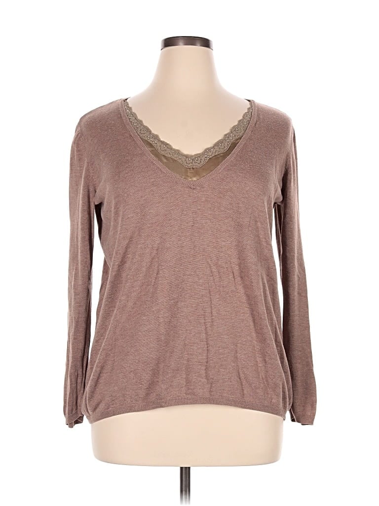 Pre-owned Daisy Fuentes 3/4 Sleeve T-shirt In Brown