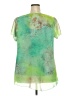 One World 100% Polyester Green Short Sleeve Blouse Size 2X - photo 2