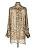 Zara 100% Polyester Animal Print Gold Long Sleeve Blouse Size S - photo 2