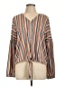 Skye's The Limit Stripes Orange Long Sleeve Blouse Size L - photo 1