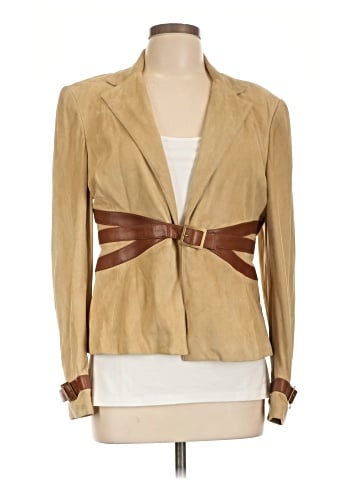 Valentino Vintage Suede Buckle Accent Blazer (view 1)