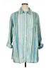 D&Co. Stripes Teal 3/4 Sleeve Button-Down Shirt Size 1X - photo 1