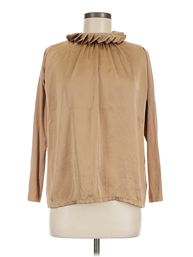 Pre-owned Banana Republic Factory Store Long Sleeve Blouse In Tan