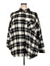 BP. Plaid Black 3/4 Sleeve Button-Down Shirt Size 3X - photo 1