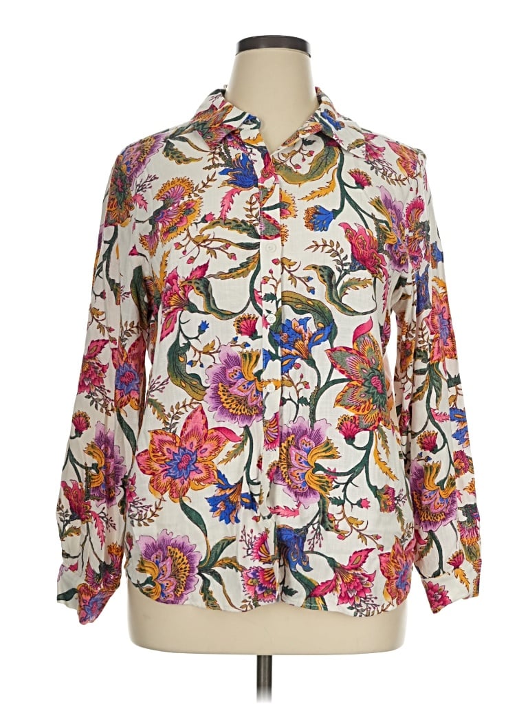 Pre-owned Jm Collection Long Sleeve Blouse In White