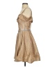 Cindy 100% Polyester Metallic Tan Cocktail Dress Size S - photo 5