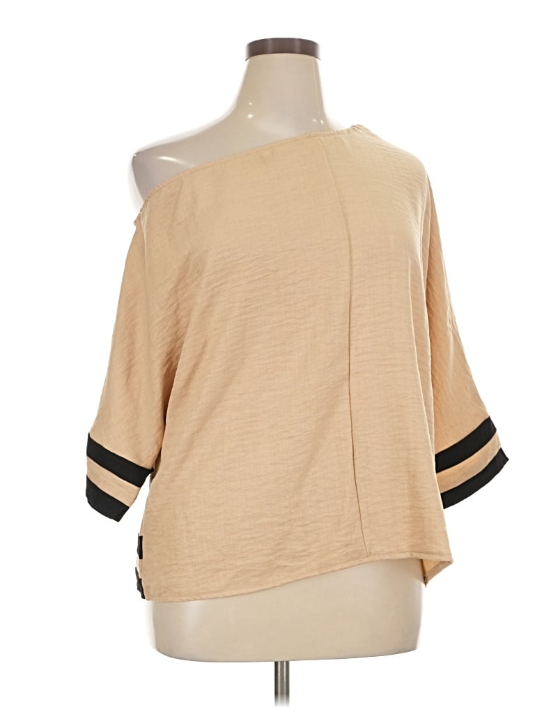 Pre-owned Shein 3/4 Sleeve T-shirt In Tan