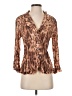 PIANO 100% Polyester Animal Print Brown 3/4 Sleeve Blouse Size 2 - photo 1