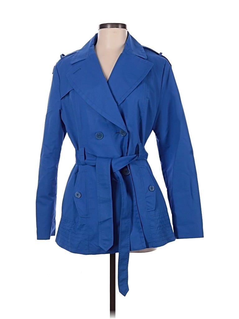 Pre-owned Larry Levine Trenchcoat In Blue