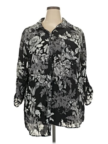White Stag 3/4 Sleeve Button-Down Shirt (view 1)