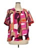 George 100% Cotton Color Block Pink Short Sleeve Blouse Size 2X - photo 1
