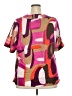 George 100% Cotton Color Block Pink Short Sleeve Blouse Size 2X - photo 2