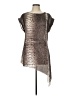 Kaktus Metallic Silver Short Sleeve Blouse Size L - photo 1