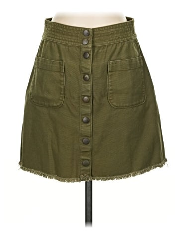 Madewell Raw-Hem A-Line Mini Skirt in Kale (view 1)