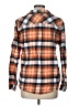 Natural Reflections 100% Cotton Plaid Orange Long Sleeve Button-Down Shirt Size L - photo 2
