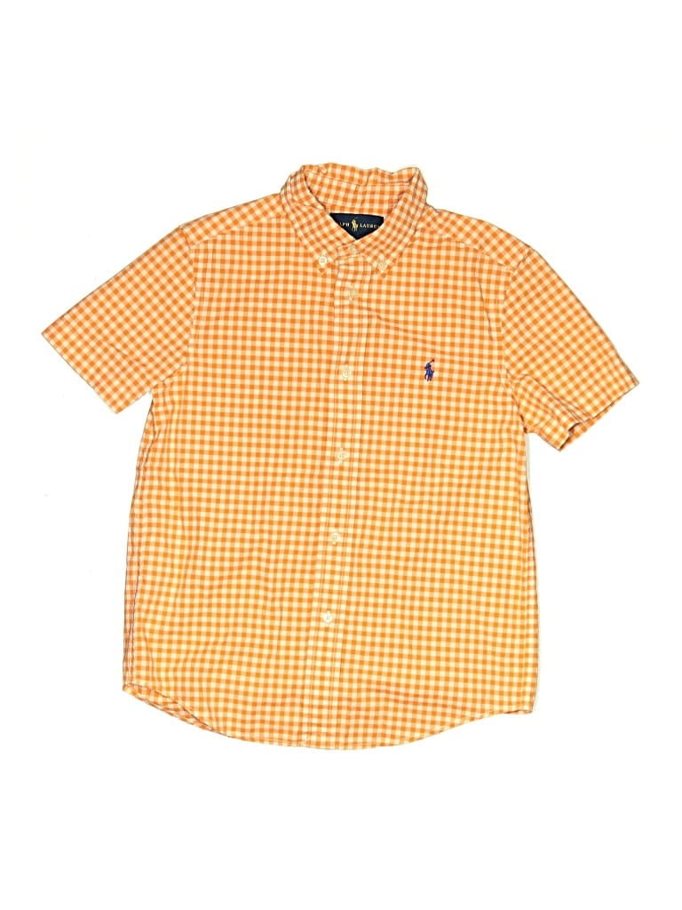 Pre-owned Ralph Lauren Kids' Short Sleeve Button Down Shirt In Orange