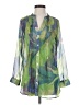 Soft Surroundings 100% Polyester Color Block Green 3/4 Sleeve Blouse Size XS - photo 1