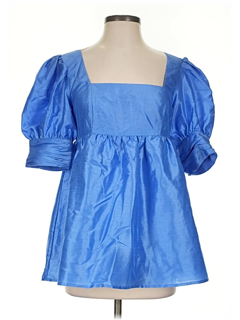 Pre-owned Hutch Short Sleeve Blouse In Blue