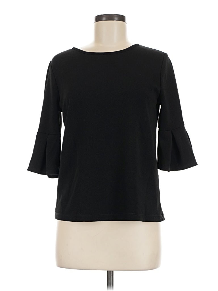 Pre-owned Green Envelope 3/4 Sleeve Top Black Boatneck Tops